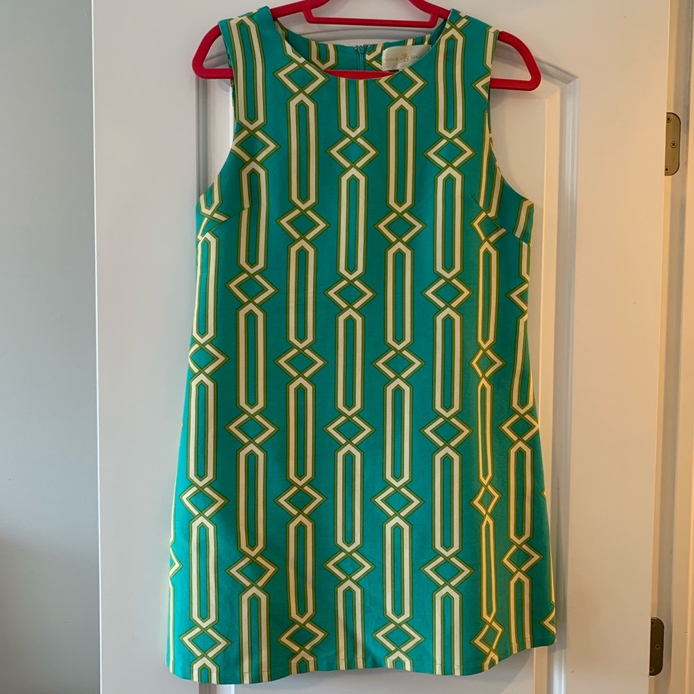 JB by Julie Brown Green and Yellow Geometric Mini Dress
